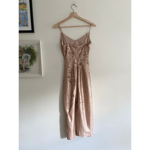L'AGENCE Femme Sequin Cutout Midi Rose Gold Dress Size 0 - Picture 7 of 9